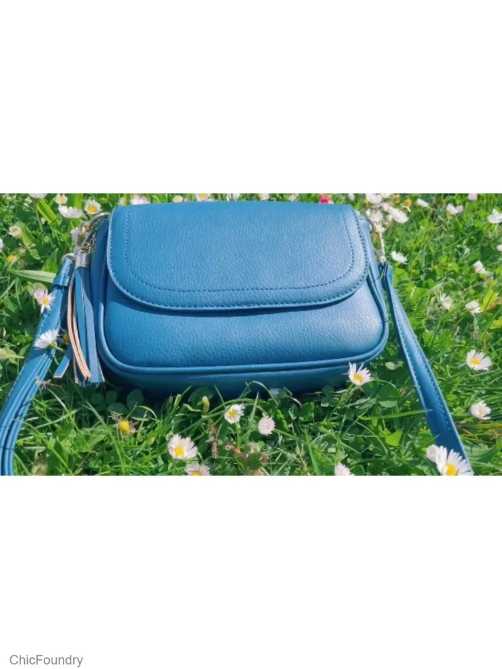 Small Crossbody Bag with Tassel Flap Saddle Vegan Leather Shoulder Purse